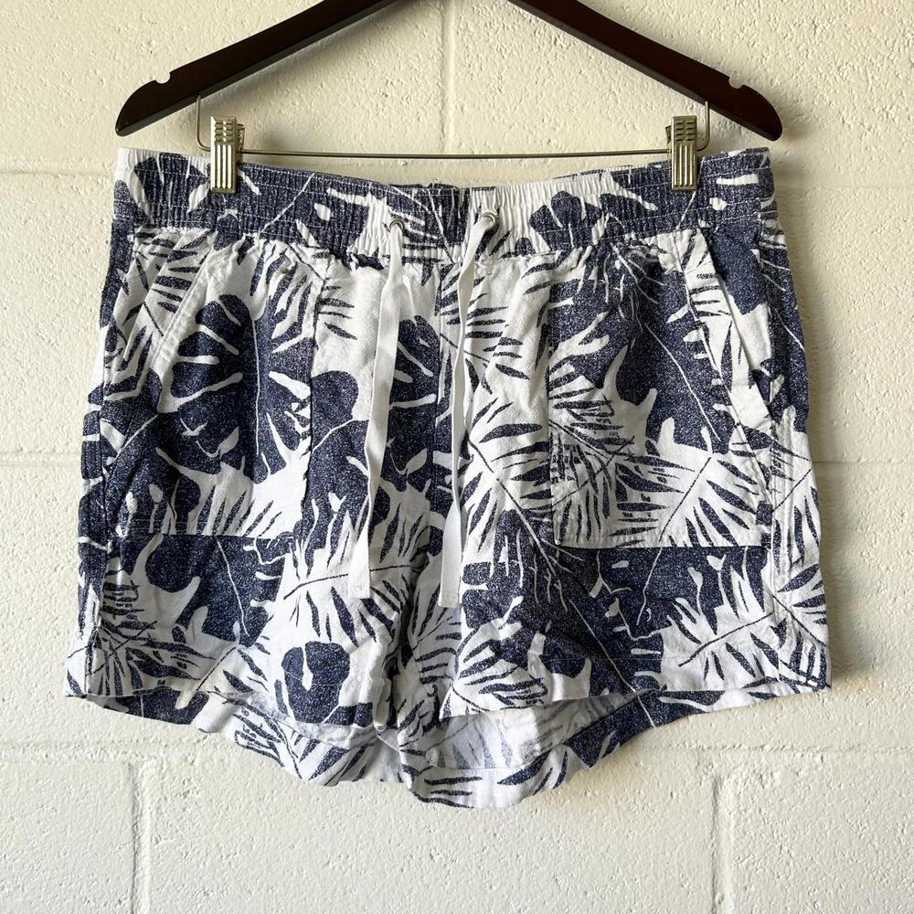 Nautica Hawaiian Print Floral Monstera Casual Drawstring Shorts Women’s Large